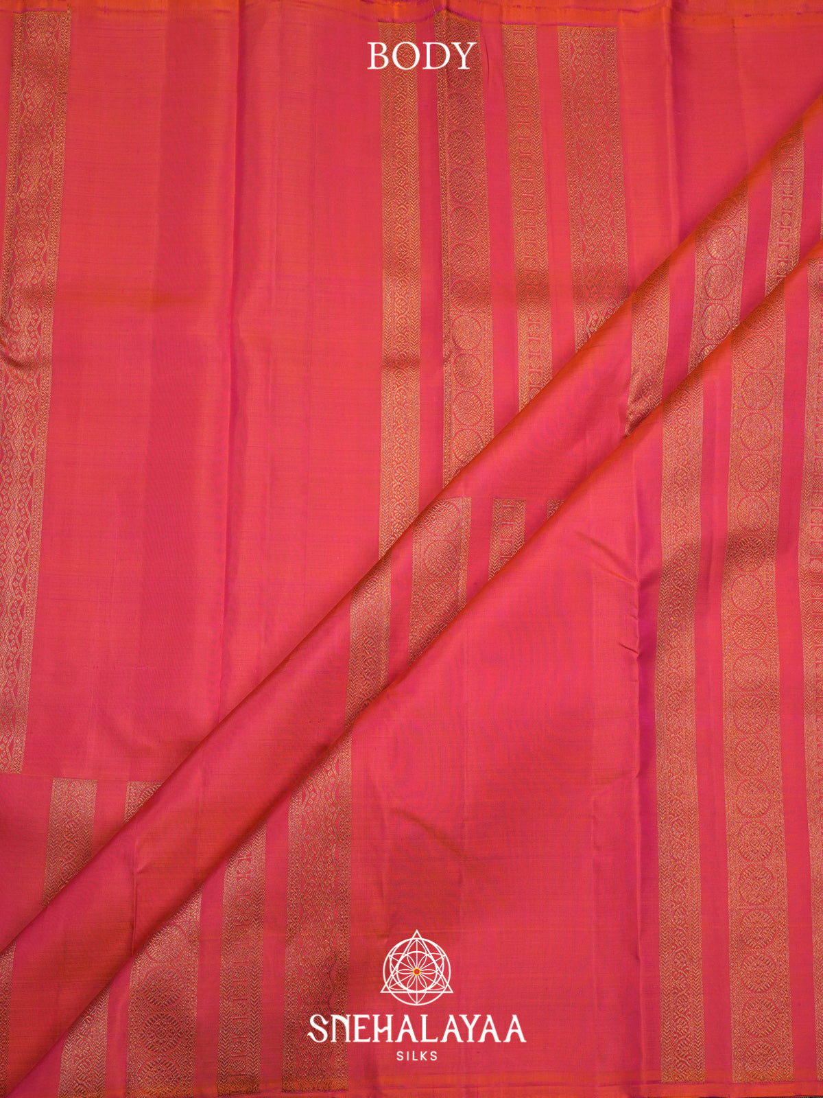 Coral Orange Kanjivaram Silk Saree