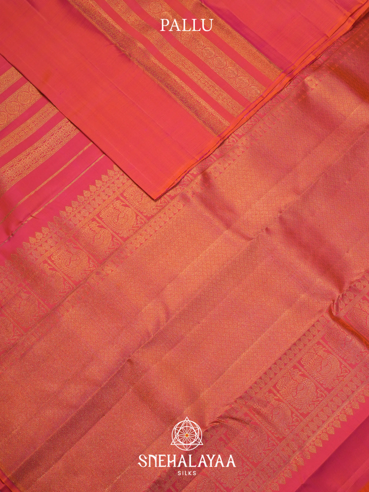 Coral Orange Kanjivaram Silk Saree