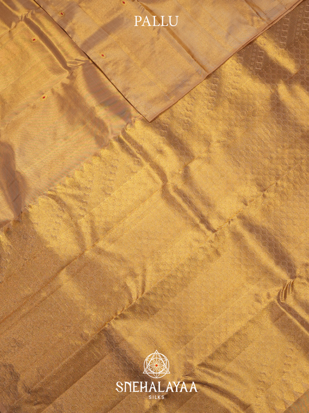 Golden Kanjivaram Silk Saree
