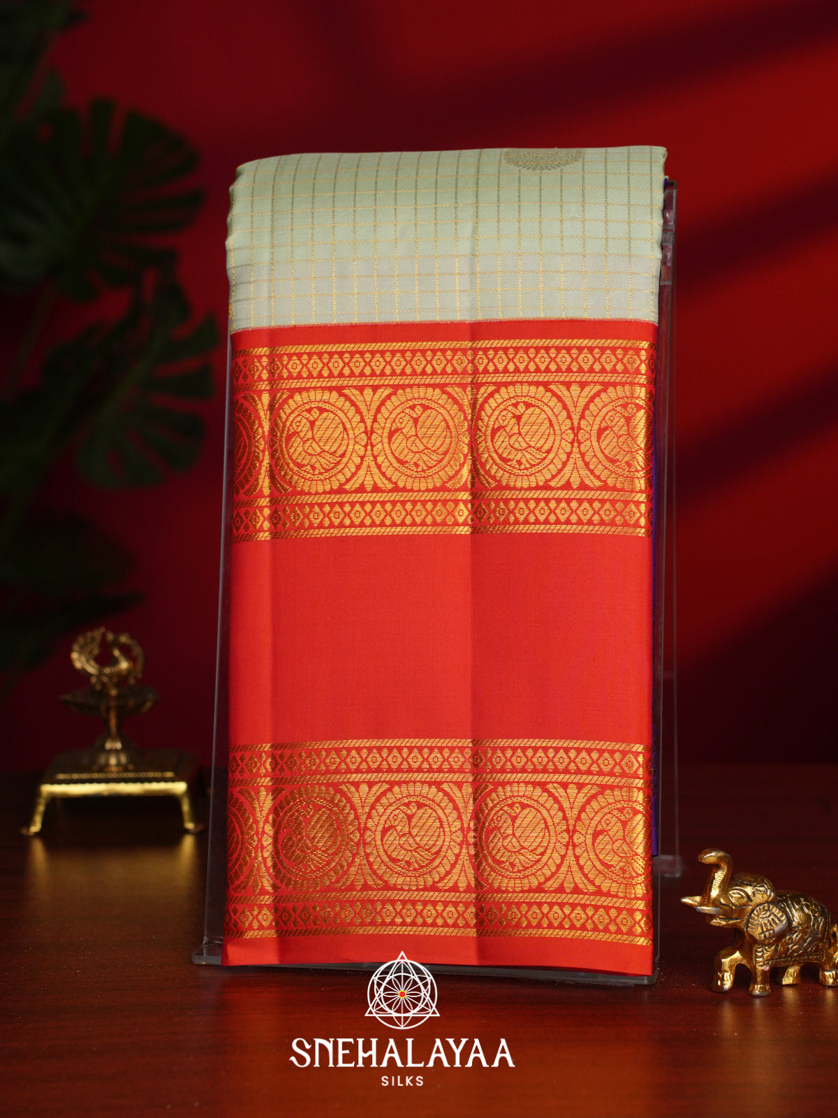 Cream Kanjivaram Silk Saree
