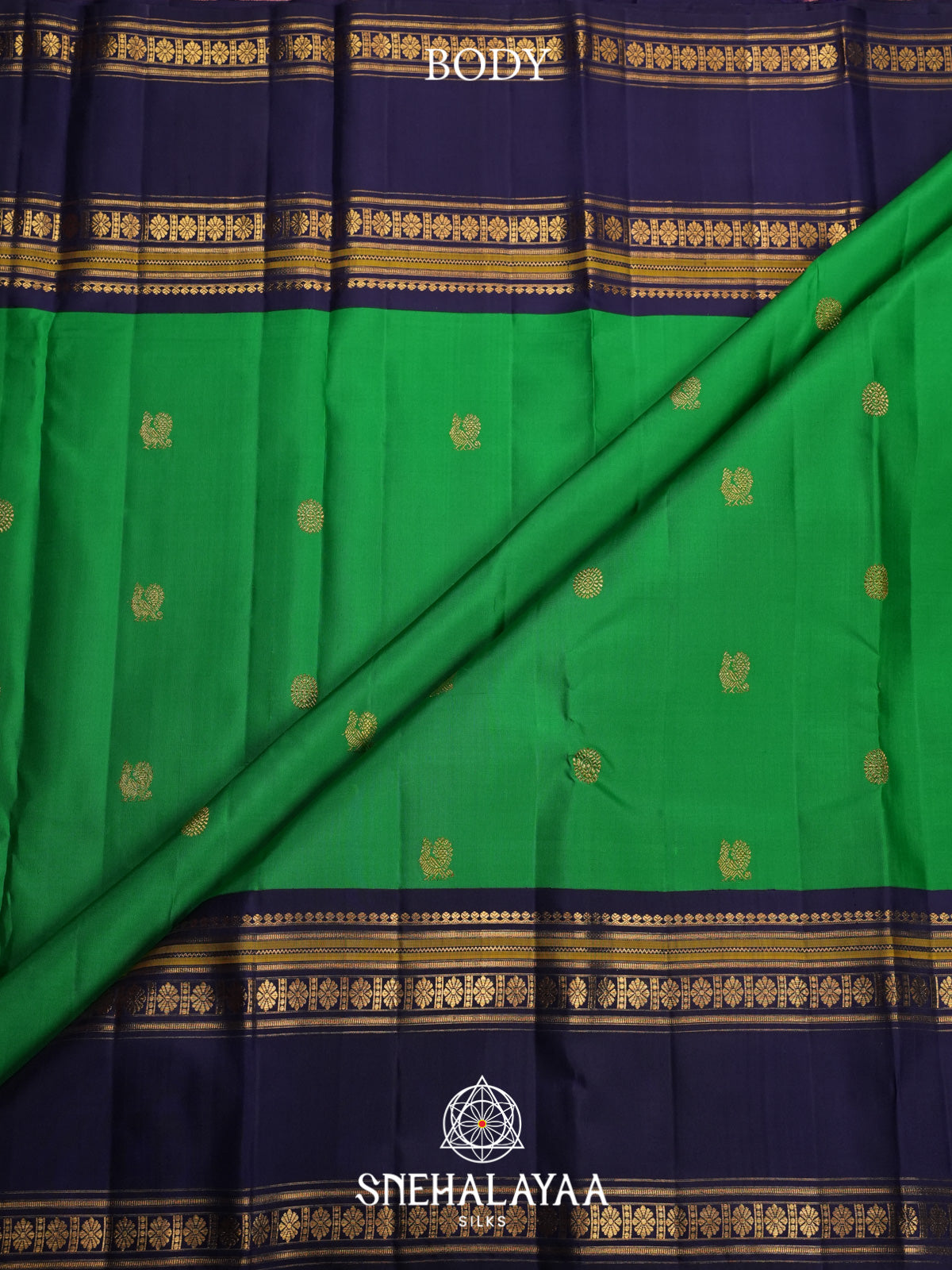 Parrot Green Kanjivaram Silk Saree
