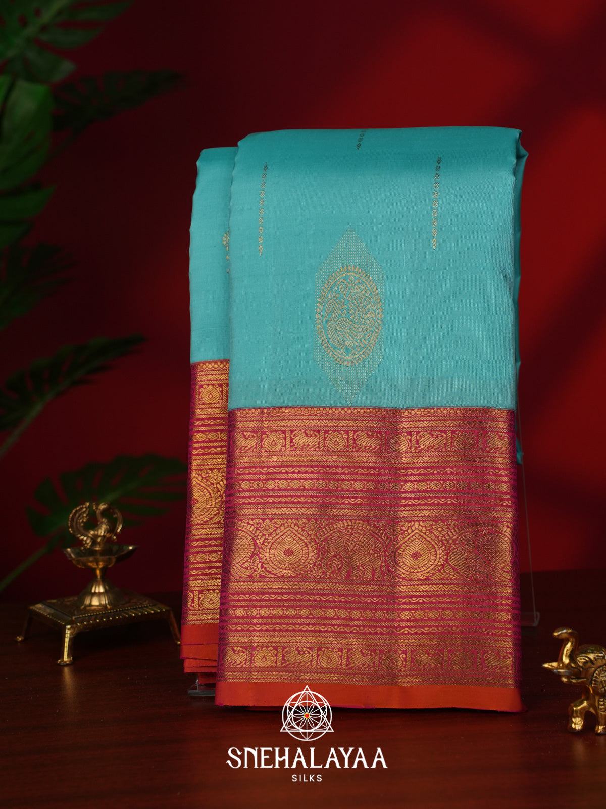 Ice Blue Kanjivaram Silk Saree