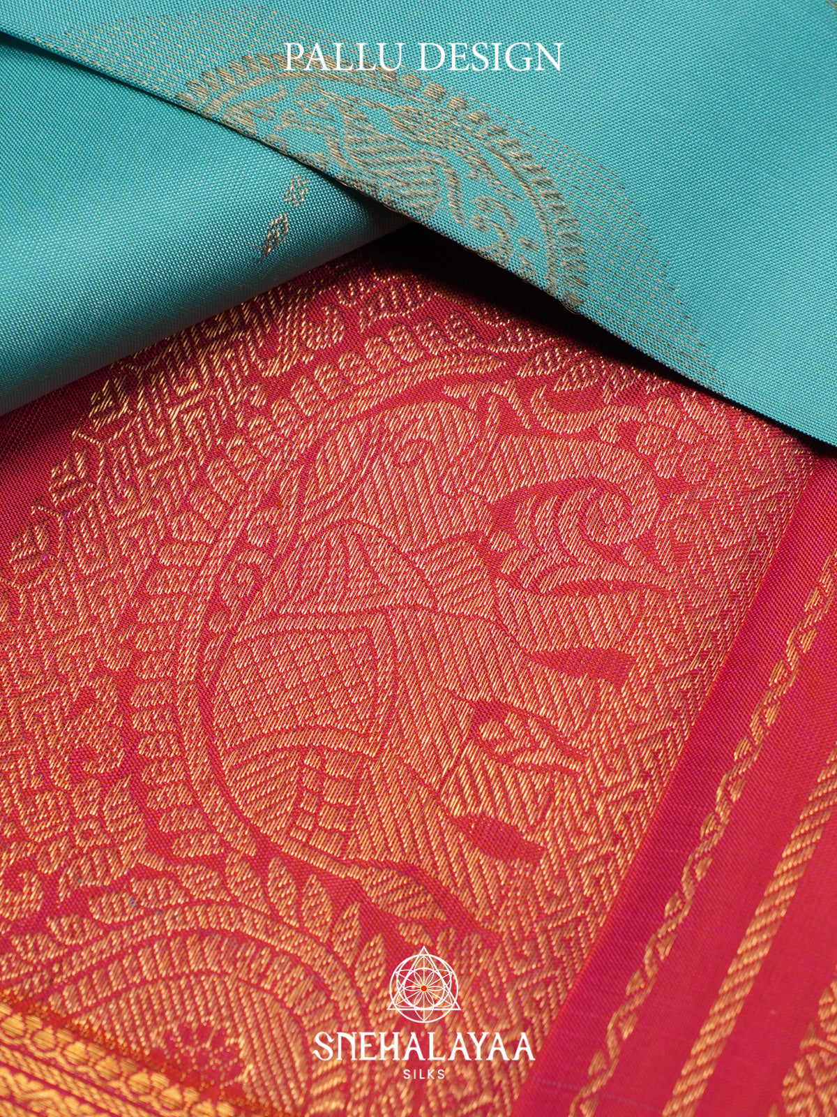 Ice Blue Kanjivaram Silk Saree