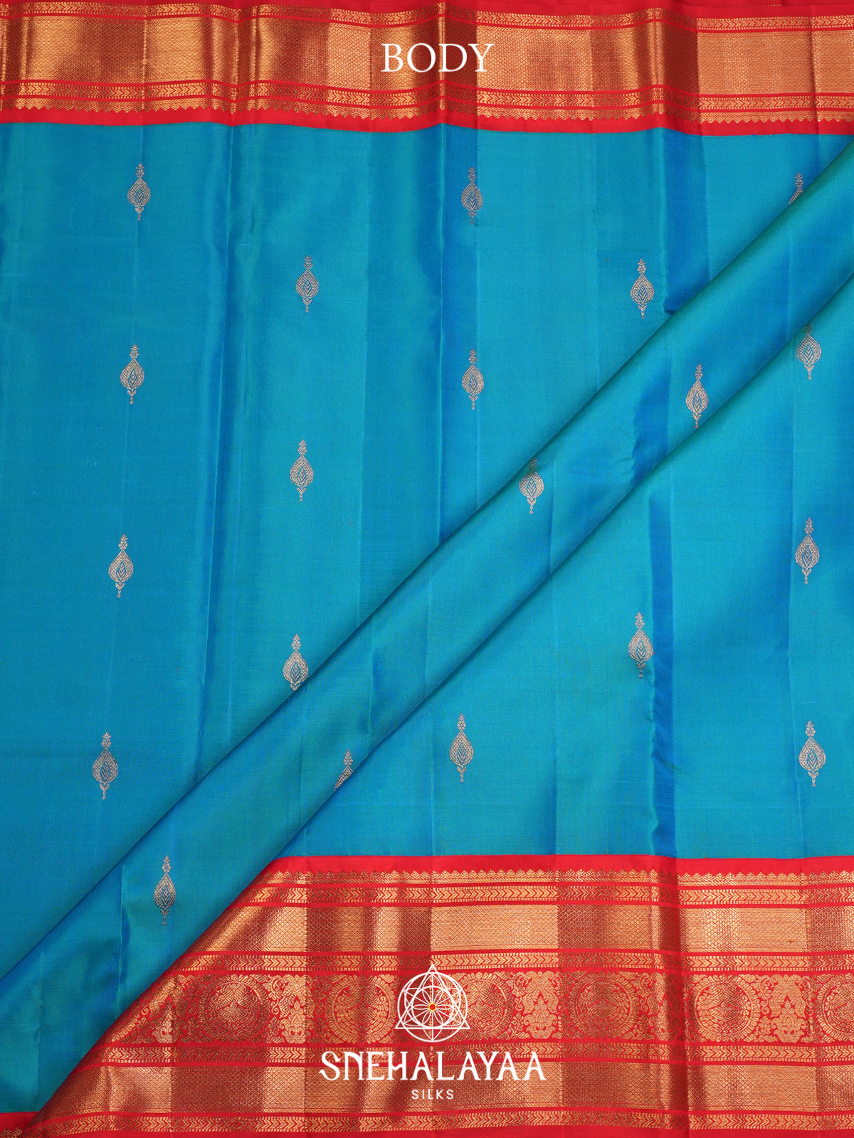 Aqua Blue Kanjivaram Silk Saree