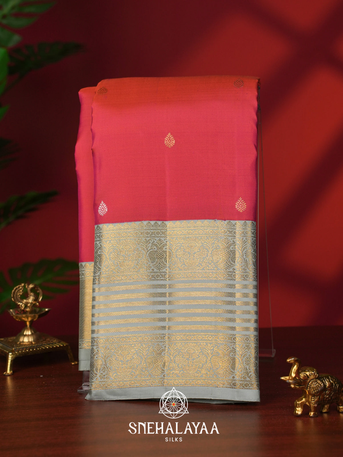 Ruby Red Kanjivaram Silk Saree