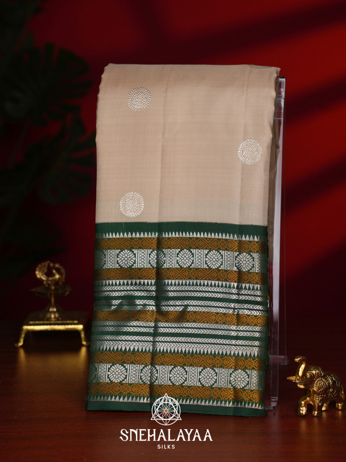 Beige Kanjivaram Silk Saree