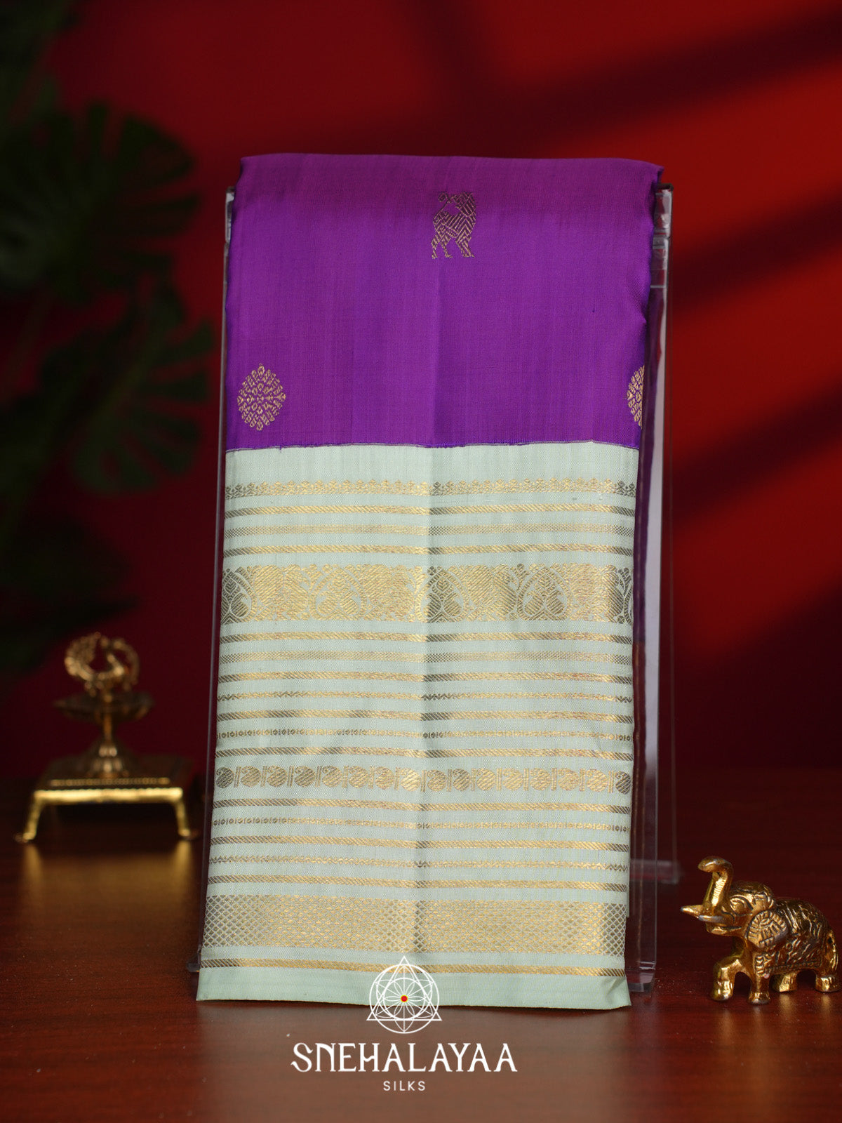 Meganta Purple Kanjivaram Silk Saree