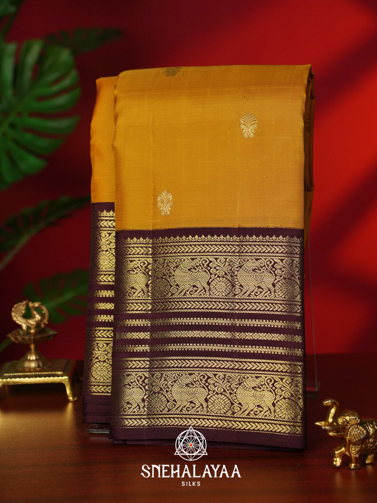 Mango Yellow Kanjivaram Silk Saree