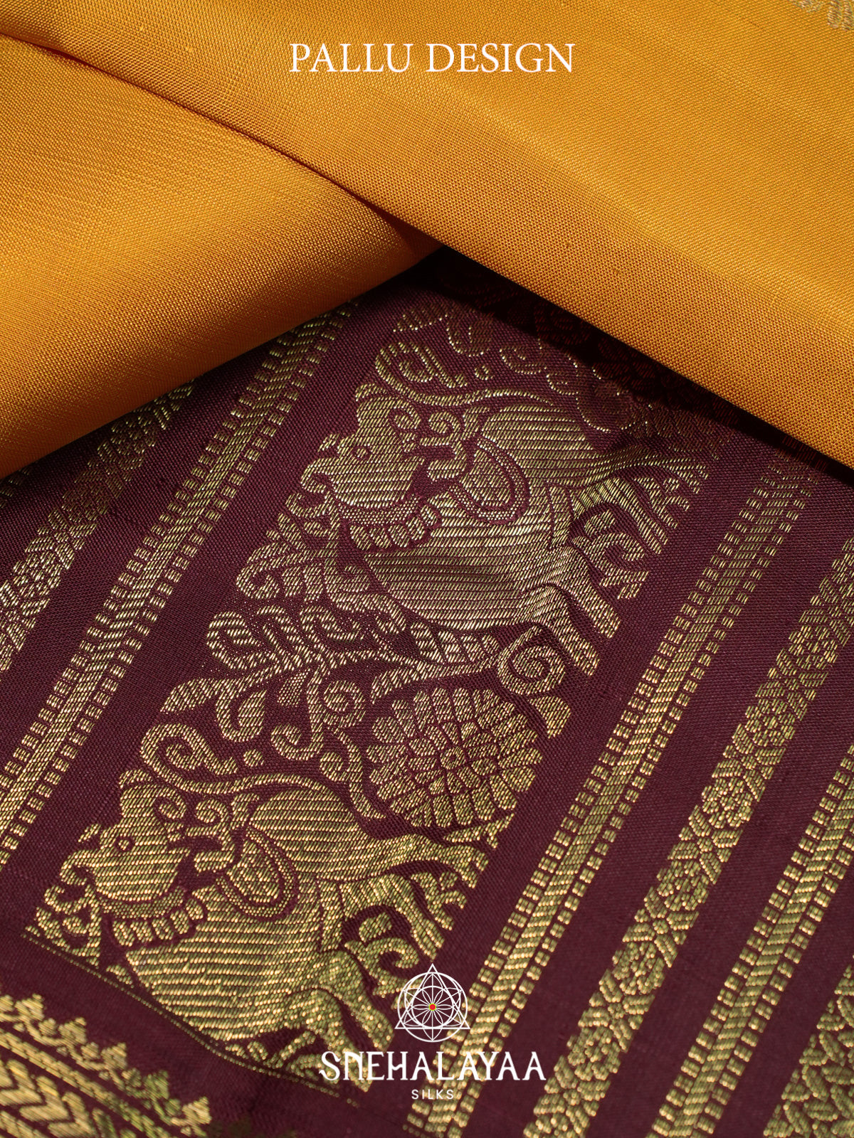 Mango Yellow Kanjivaram Silk Saree