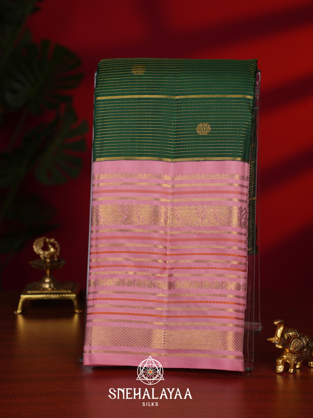 Forest Green Kanjivaram Silk Saree