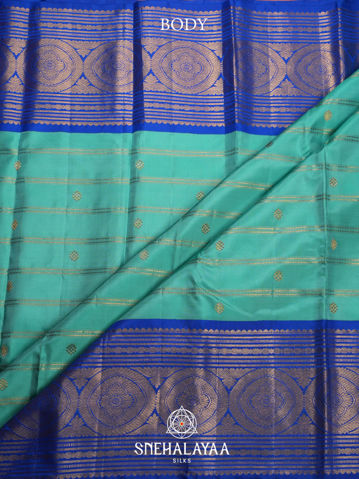 Teal Blue Kanjivaram Silk Saree