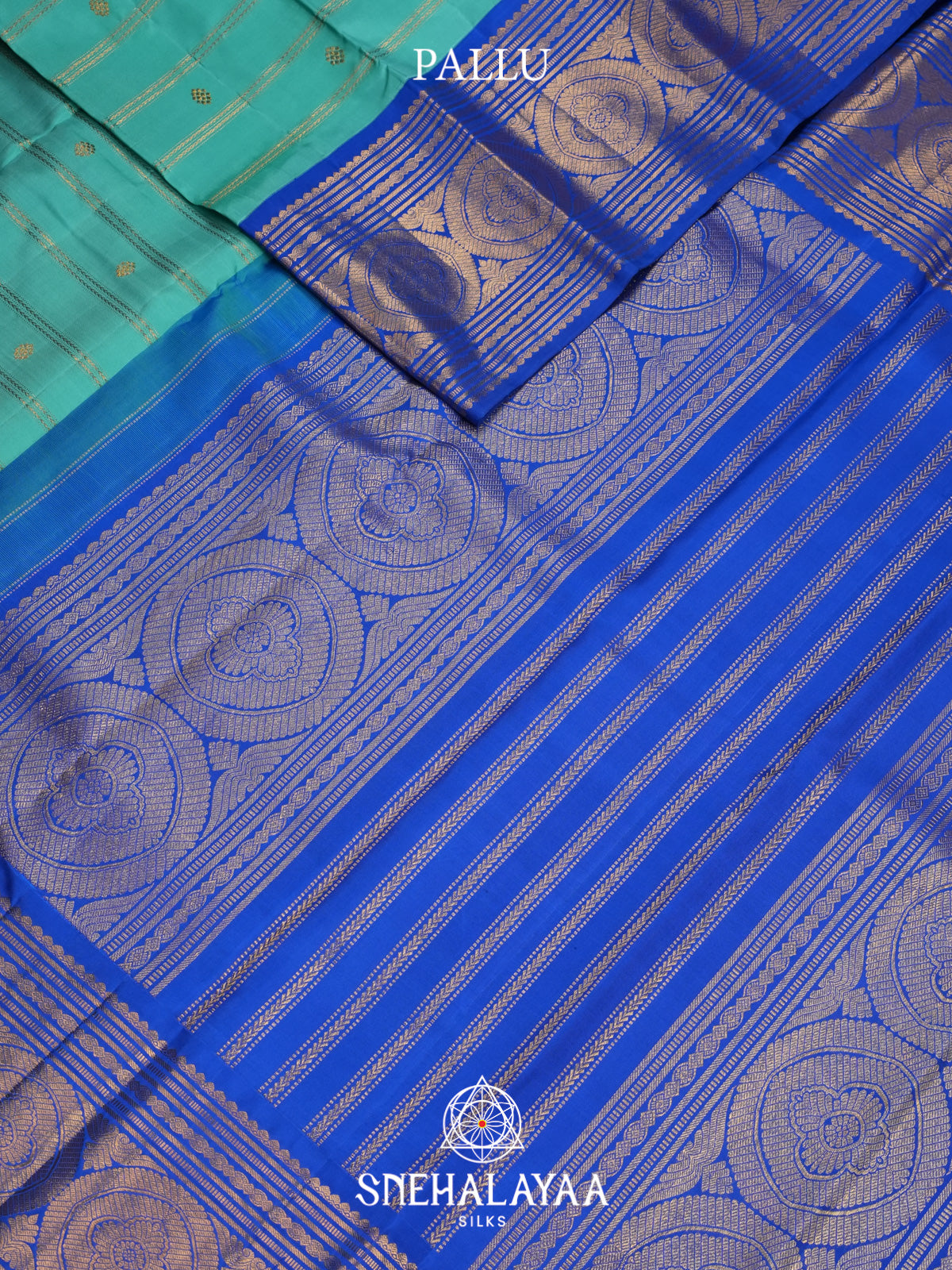 Teal Blue Kanjivaram Silk Saree