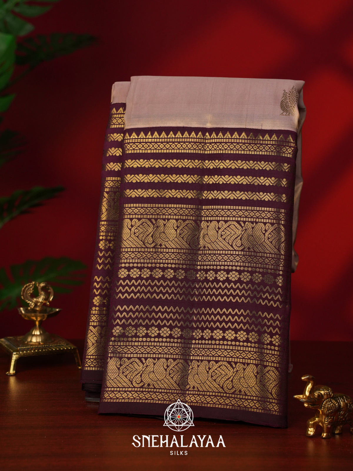 Beige Kanjivaram Silk Saree