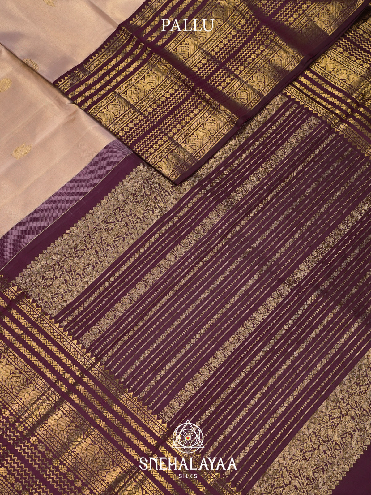 Beige Kanjivaram Silk Saree