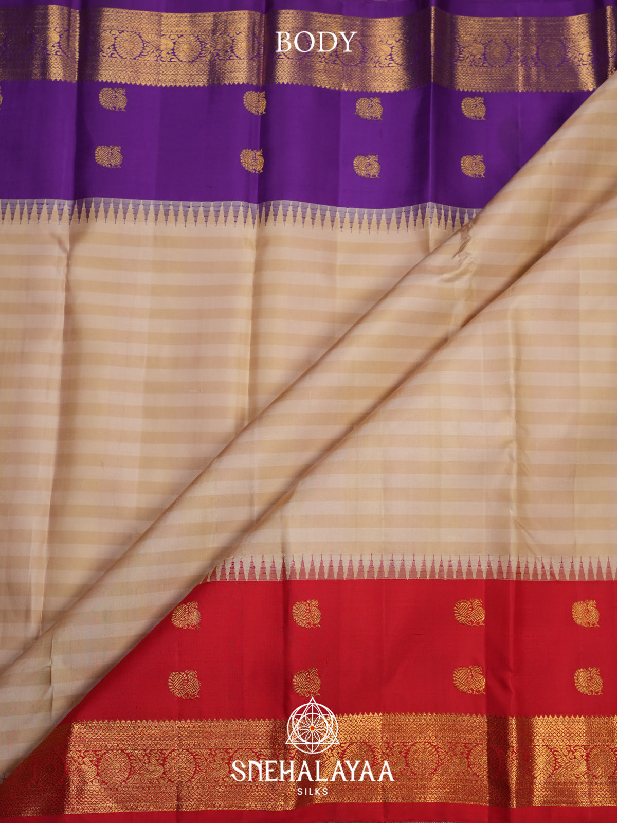 Cream Kanjivaram Silk Saree