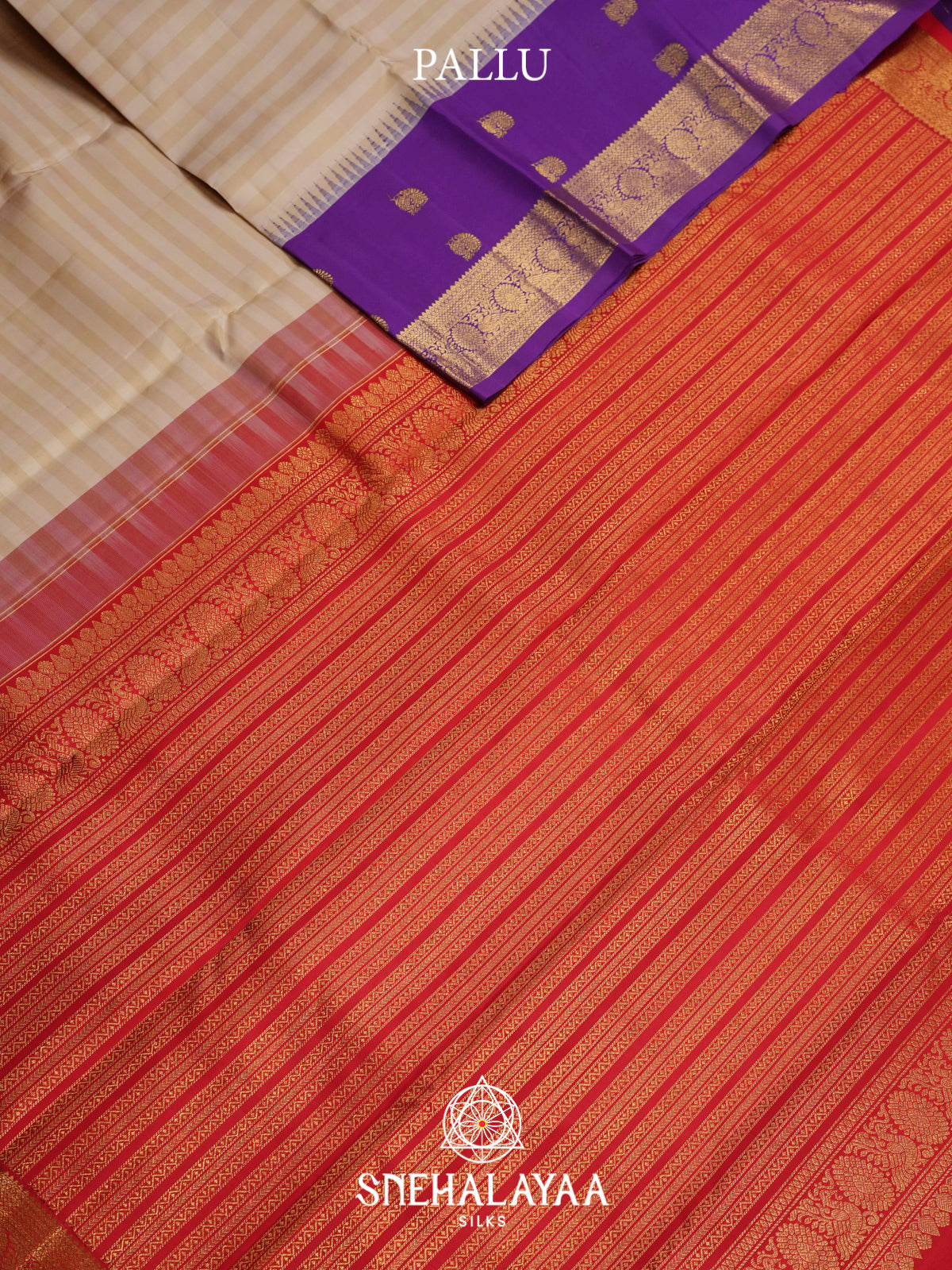 Cream Kanjivaram Silk Saree