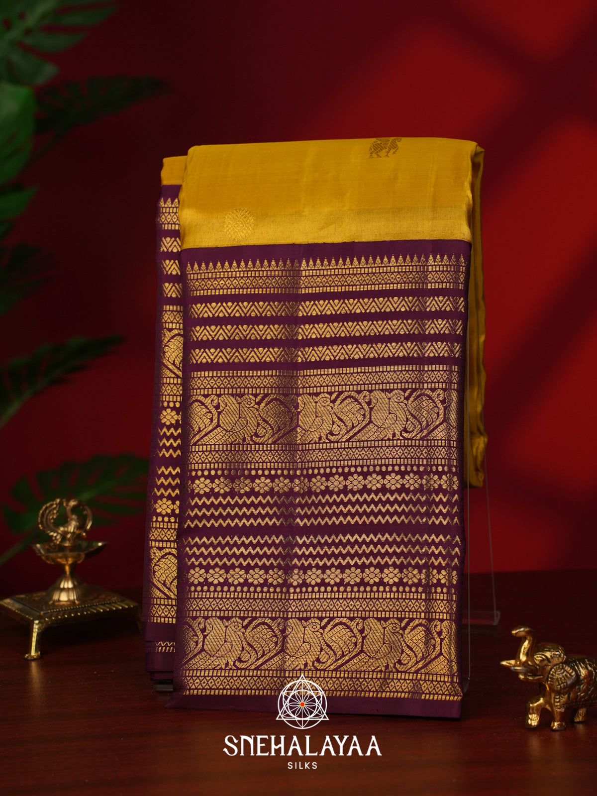 Mango Yellow Kanjivaram Silk Saree