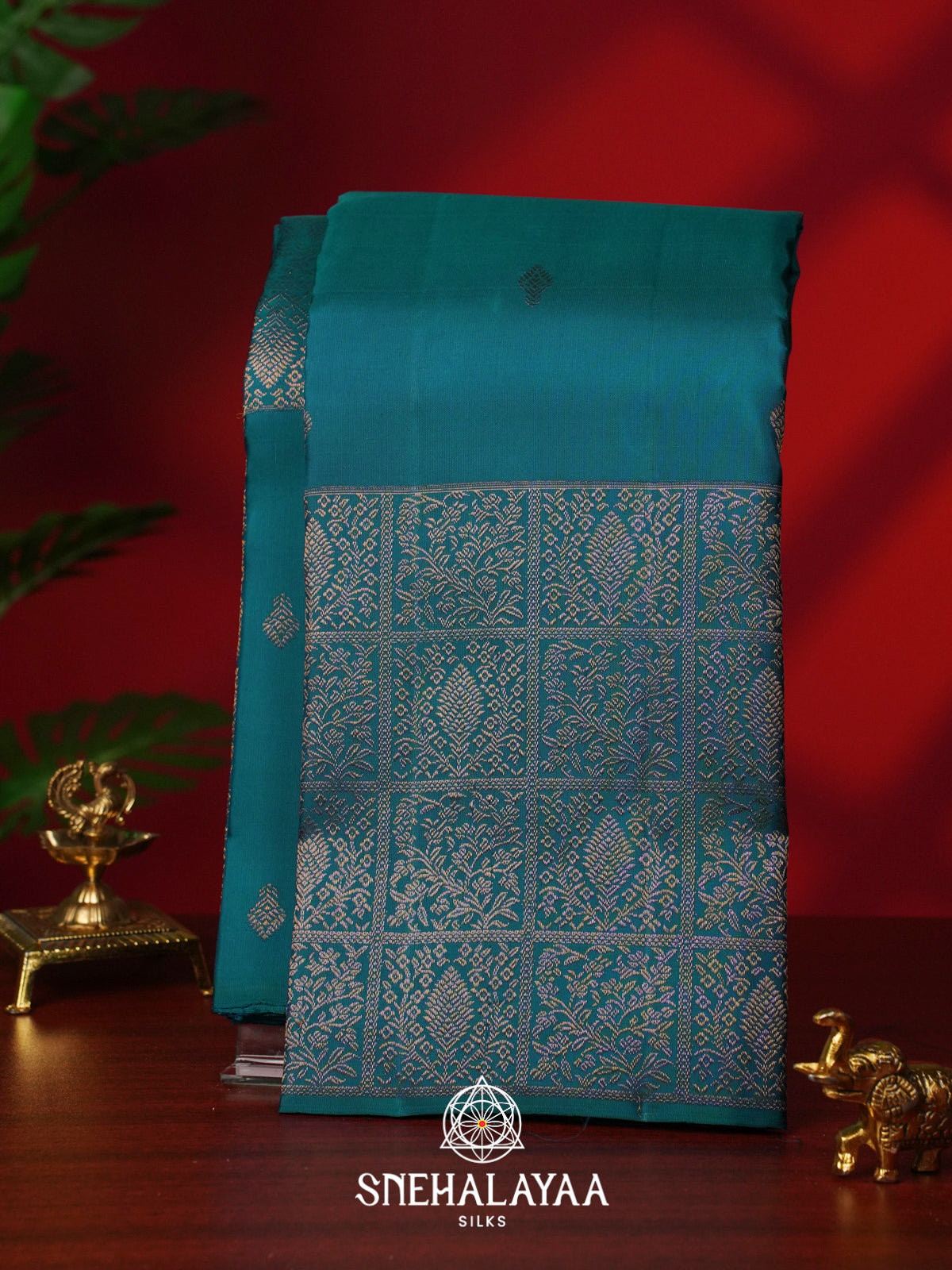Peacock Blue Kanjivaram Silk Saree