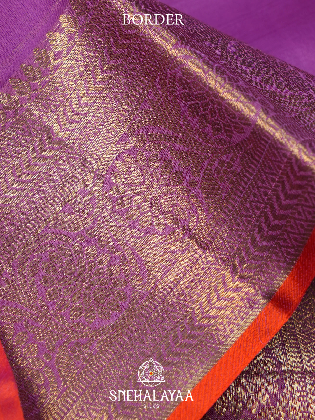 Violet Kanchi Kora Silk Saree with Zari Border