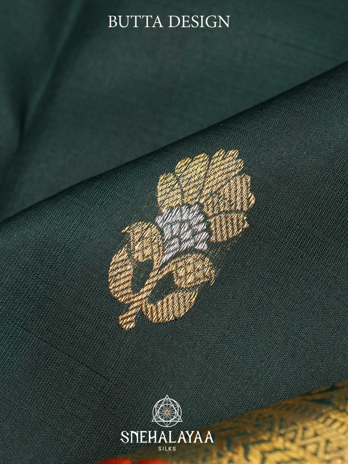 Forest Green Kanchi Kora Silk Saree with Zari Border