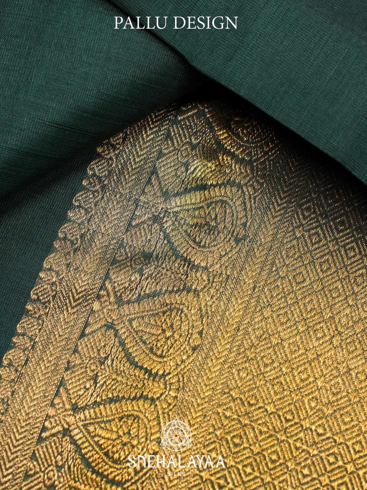 Forest Green Kanchi Kora Silk Saree with Zari Border