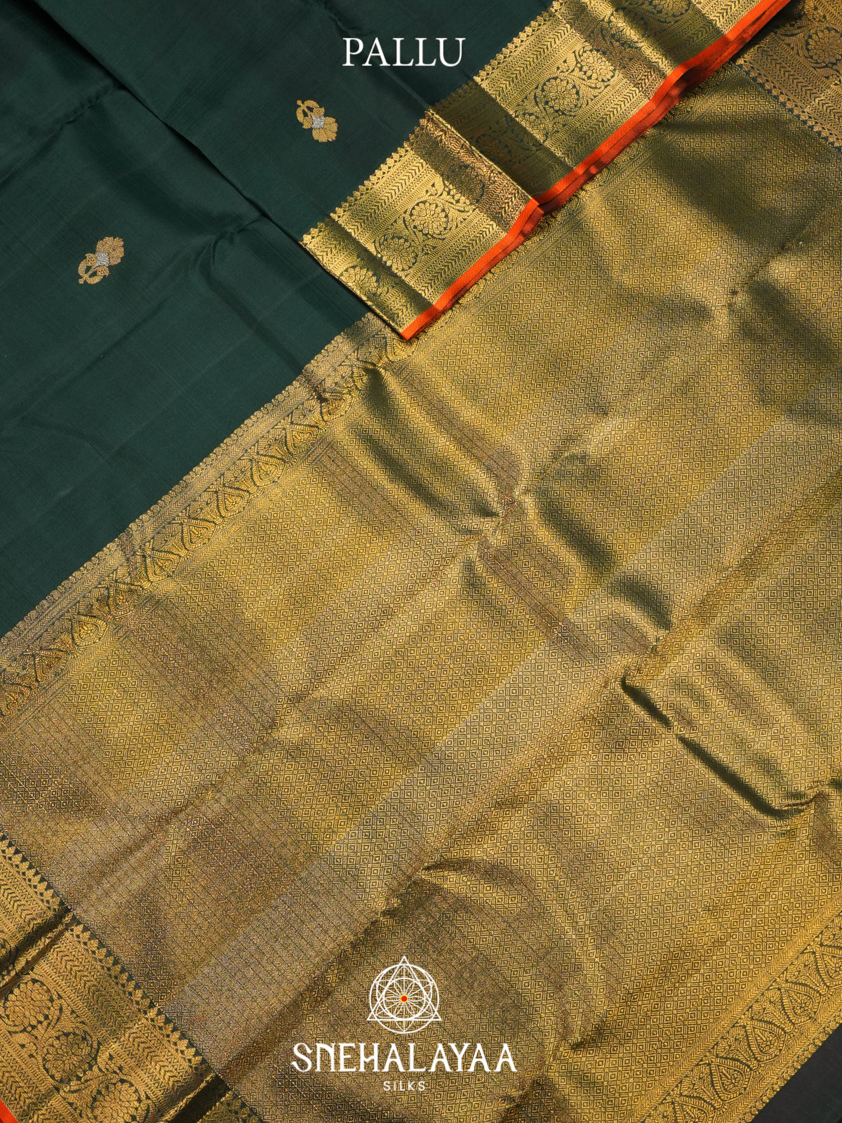 Forest Green Kanchi Kora Silk Saree with Zari Border