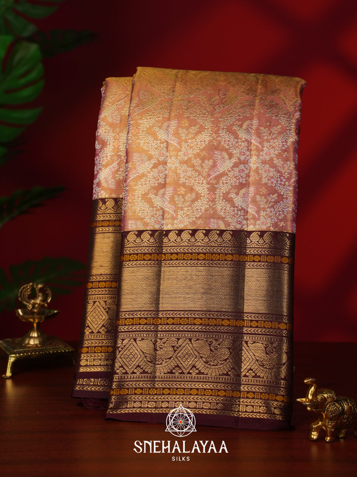 Peach Kanjivaram Silk Saree