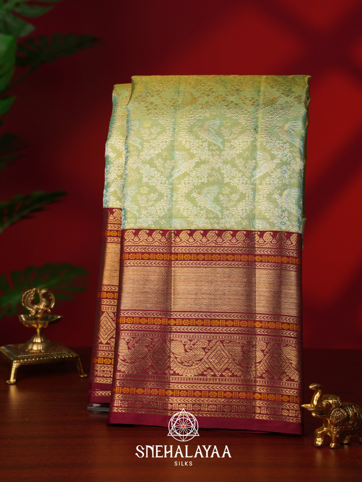 Pista Green Kanjivaram Silk Saree