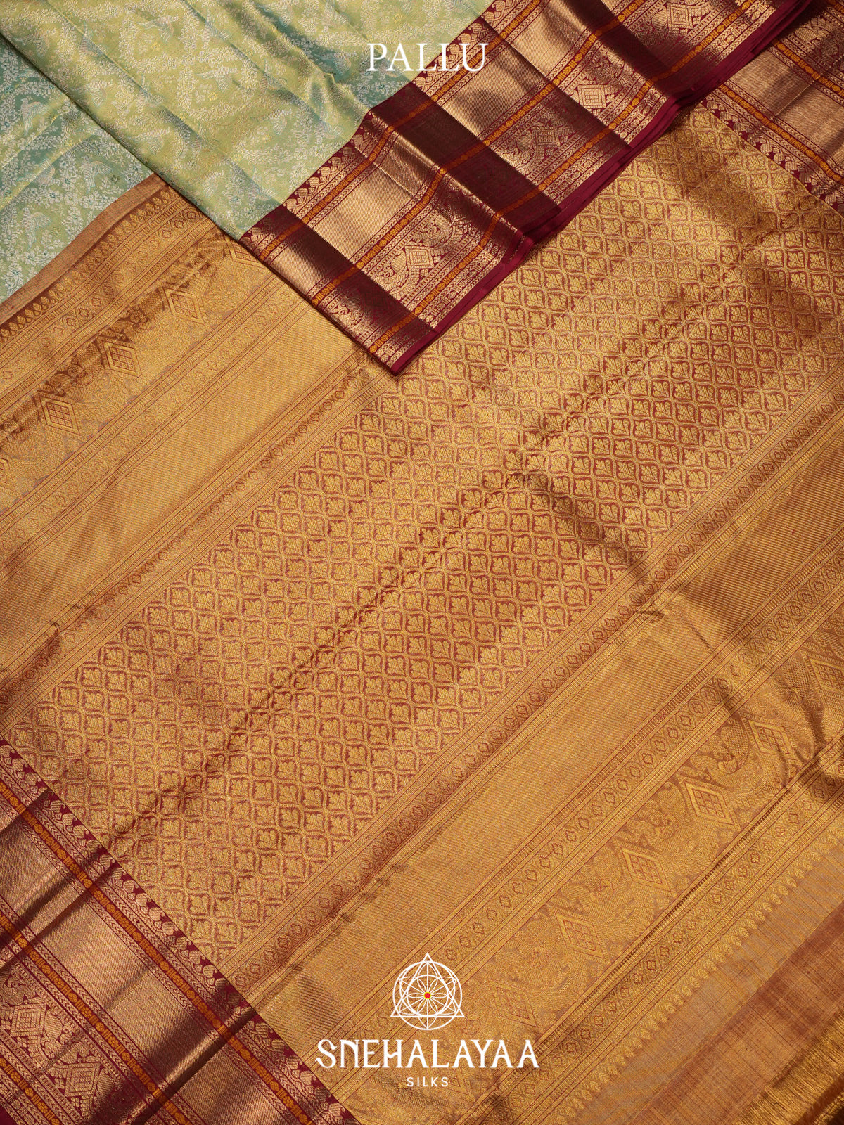 Pista Green Kanjivaram Silk Saree