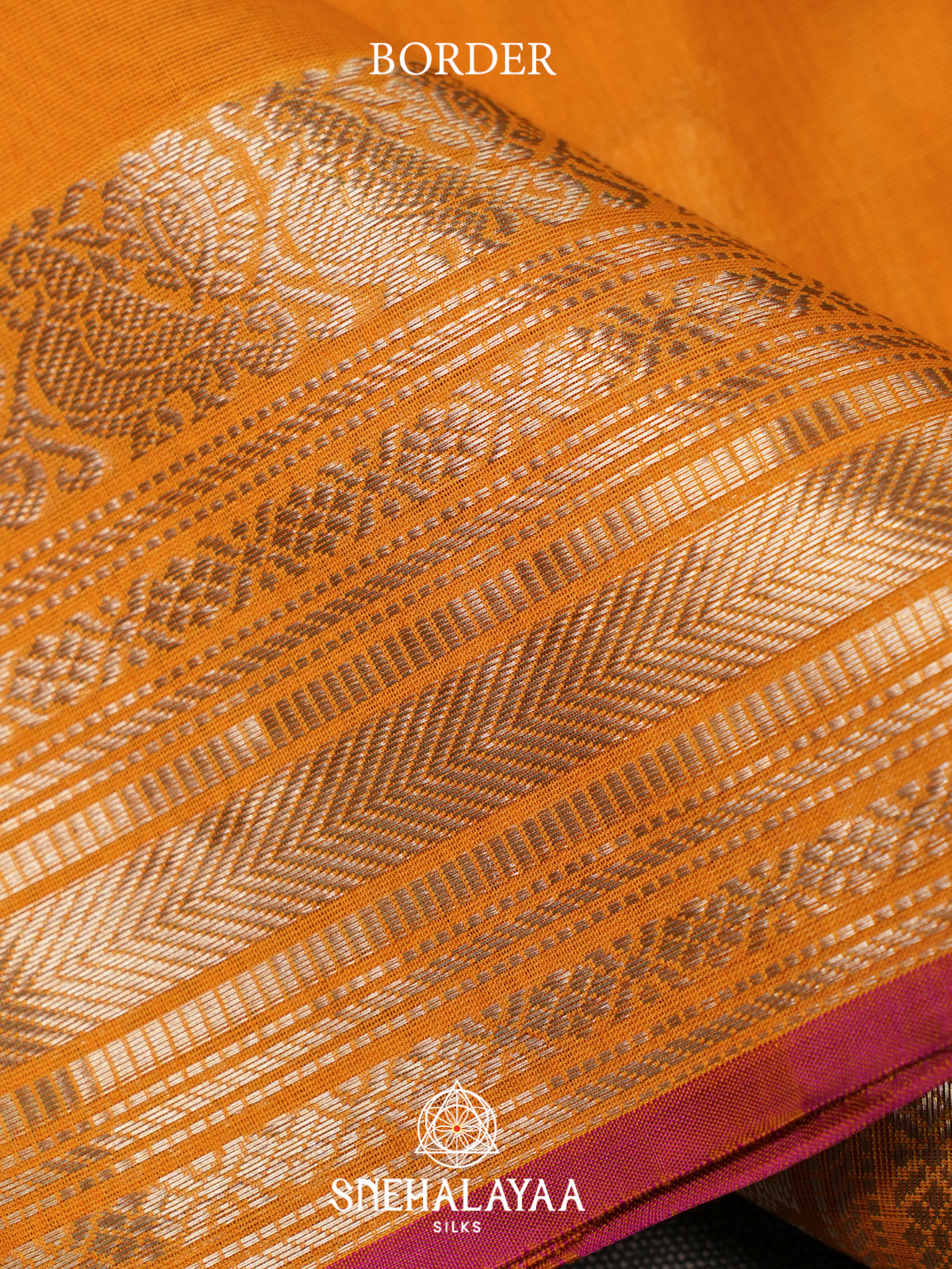 Mustard Kora Silk Cotton Saree