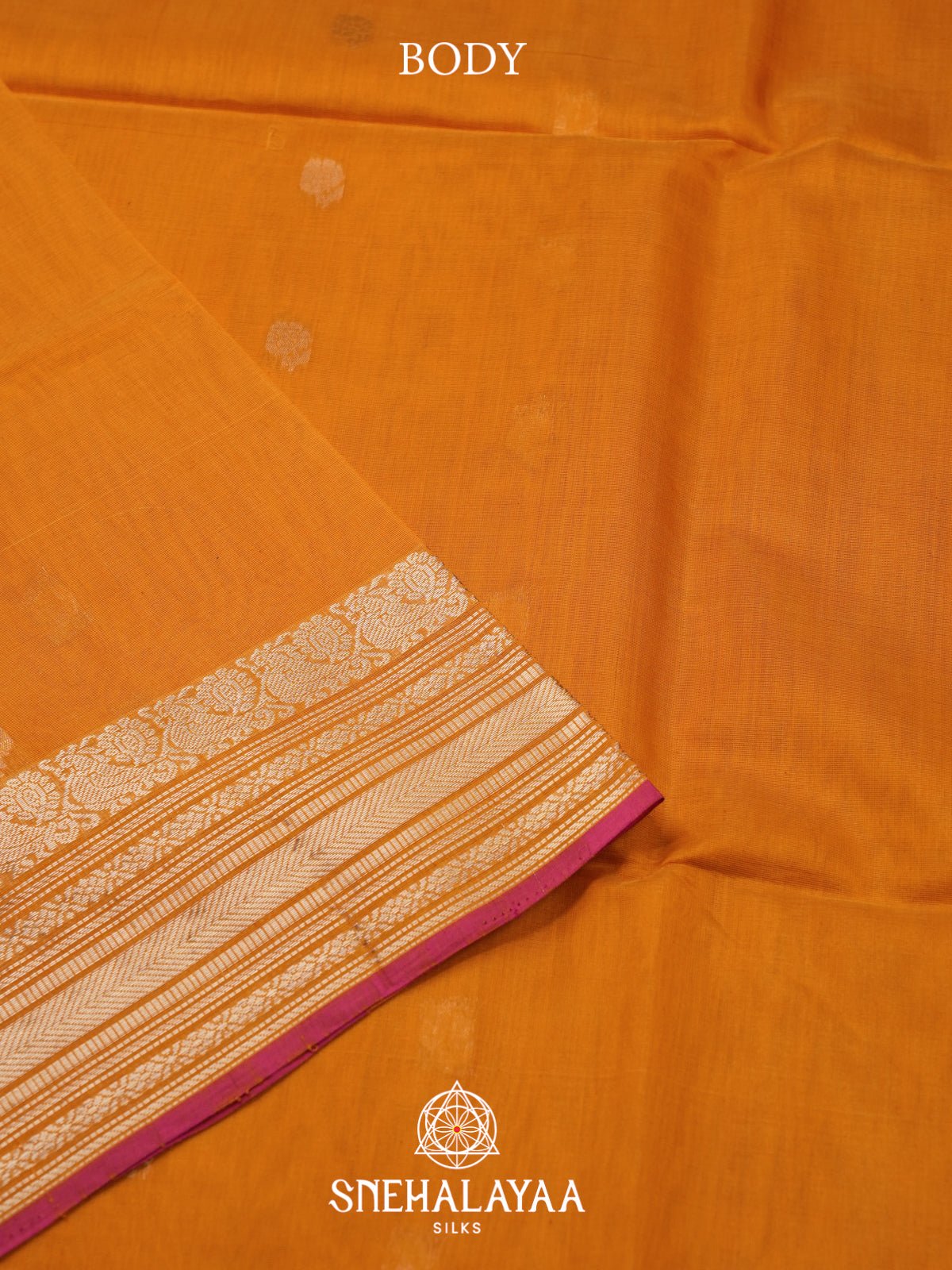 Mustard Kora Silk Cotton Saree