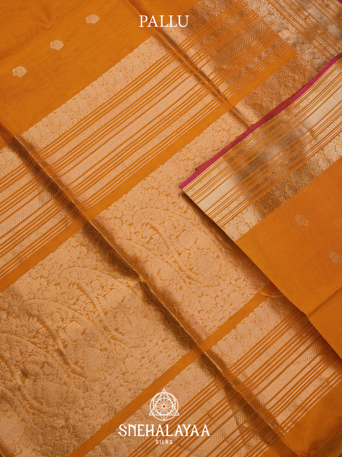 Mustard Kora Silk Cotton Saree
