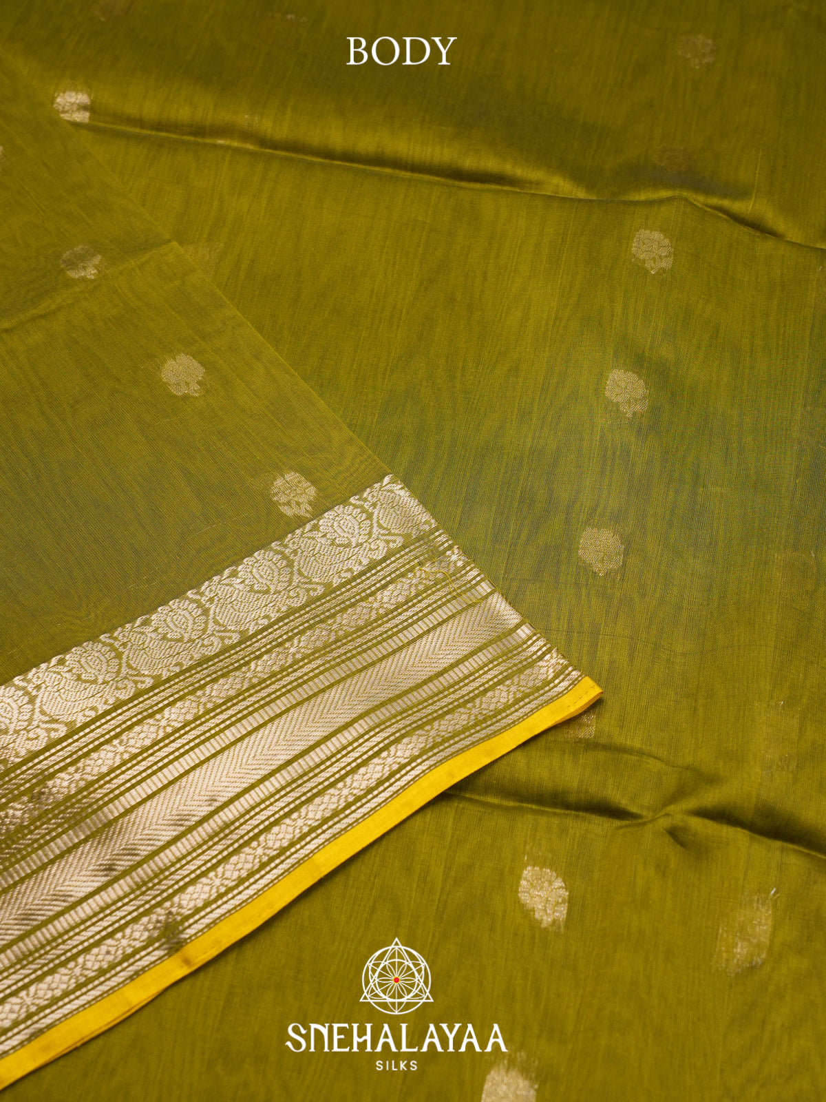 Mehendi Green Kora Silk Cotton Saree