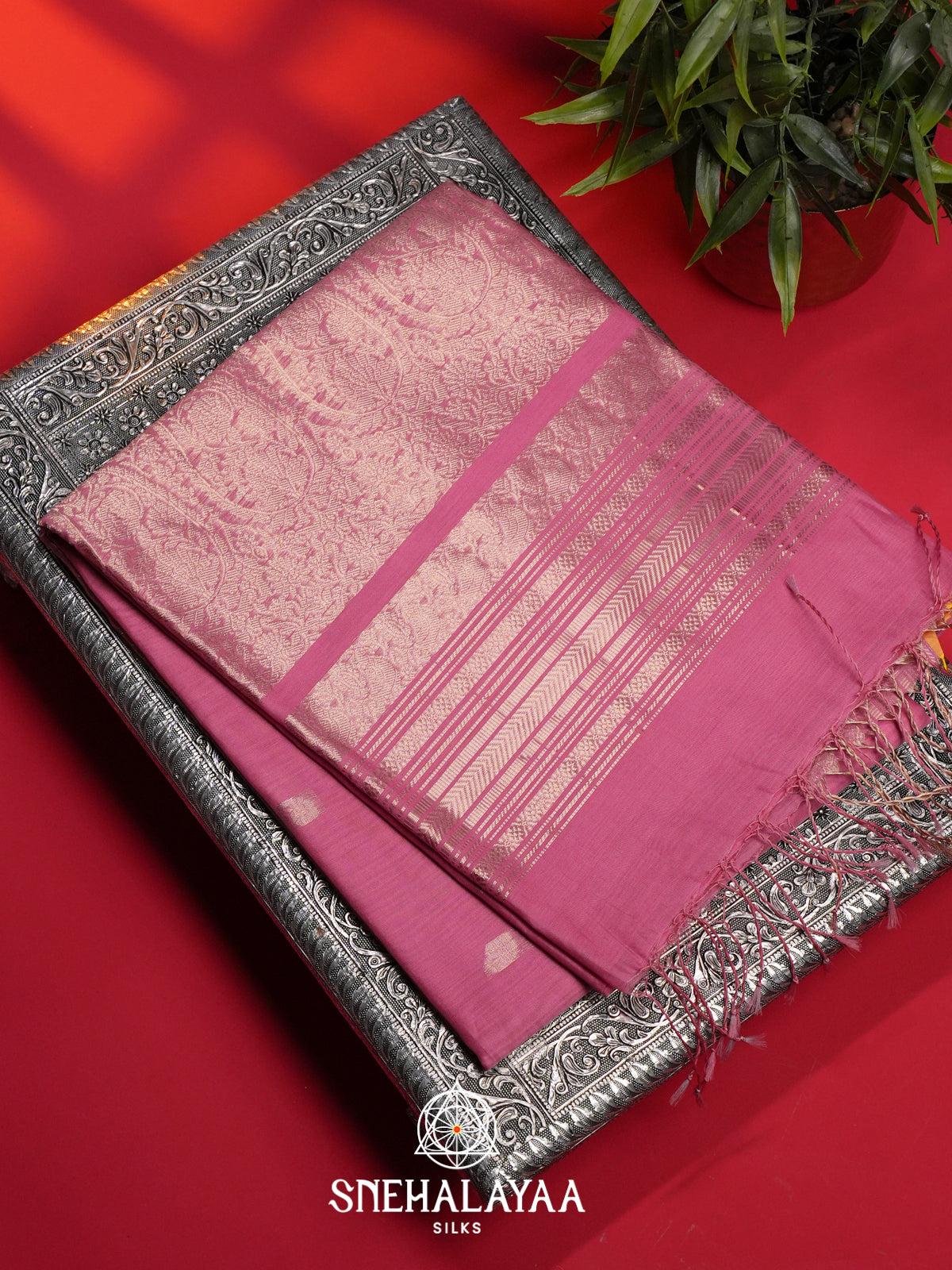 Pink Kora Silk Cotton Saree