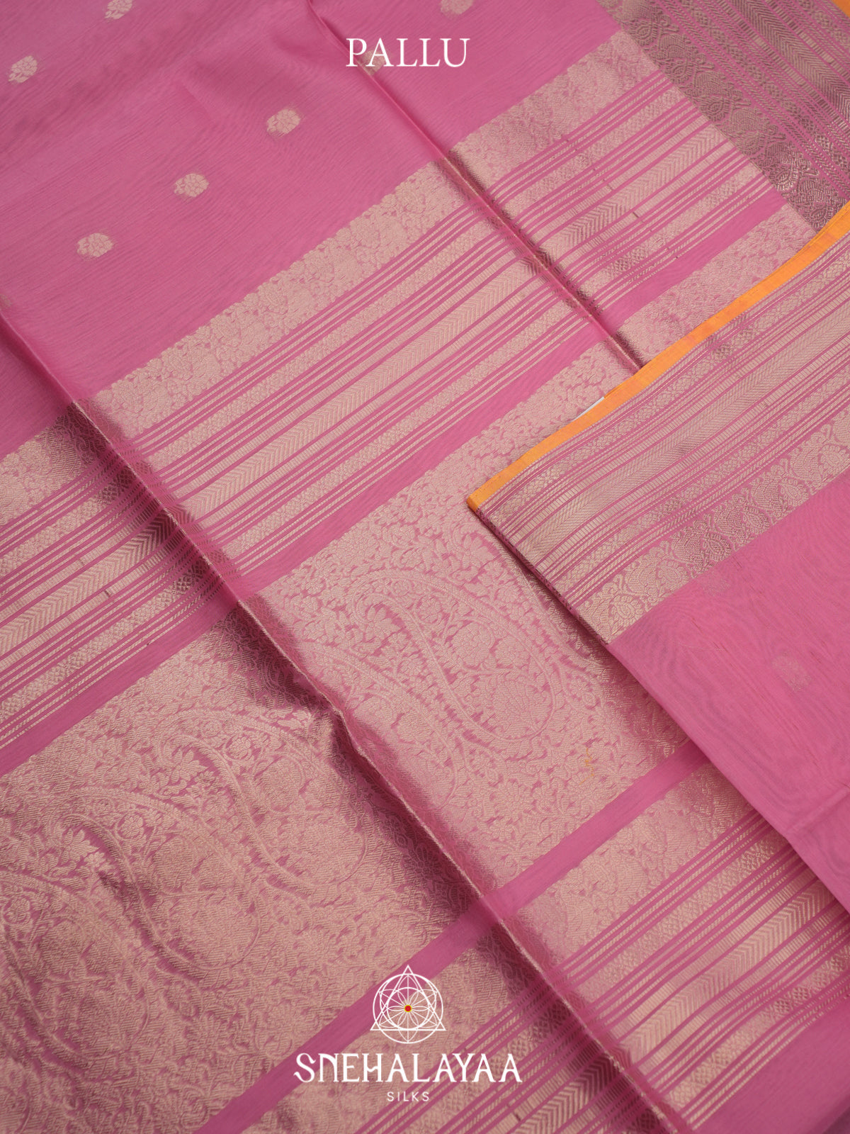 Pink Kora Silk Cotton Saree