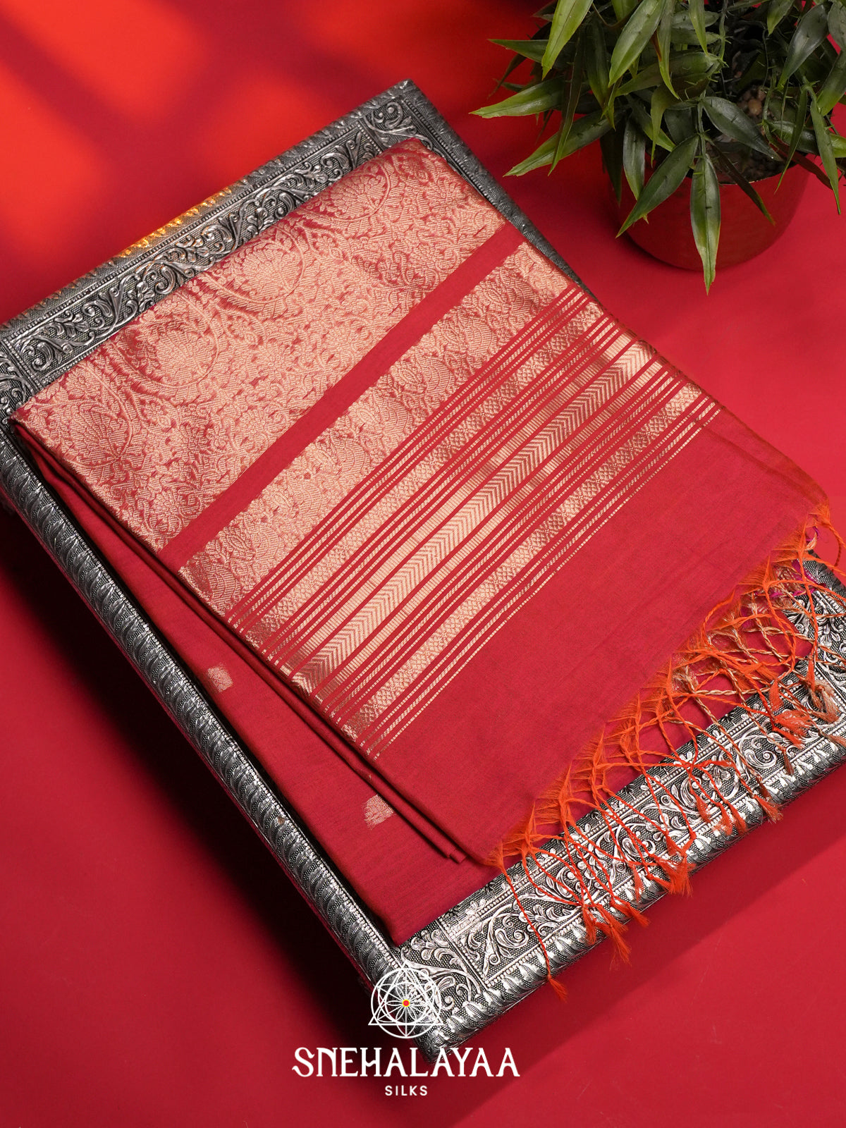 Red Kora Silk Cotton Saree