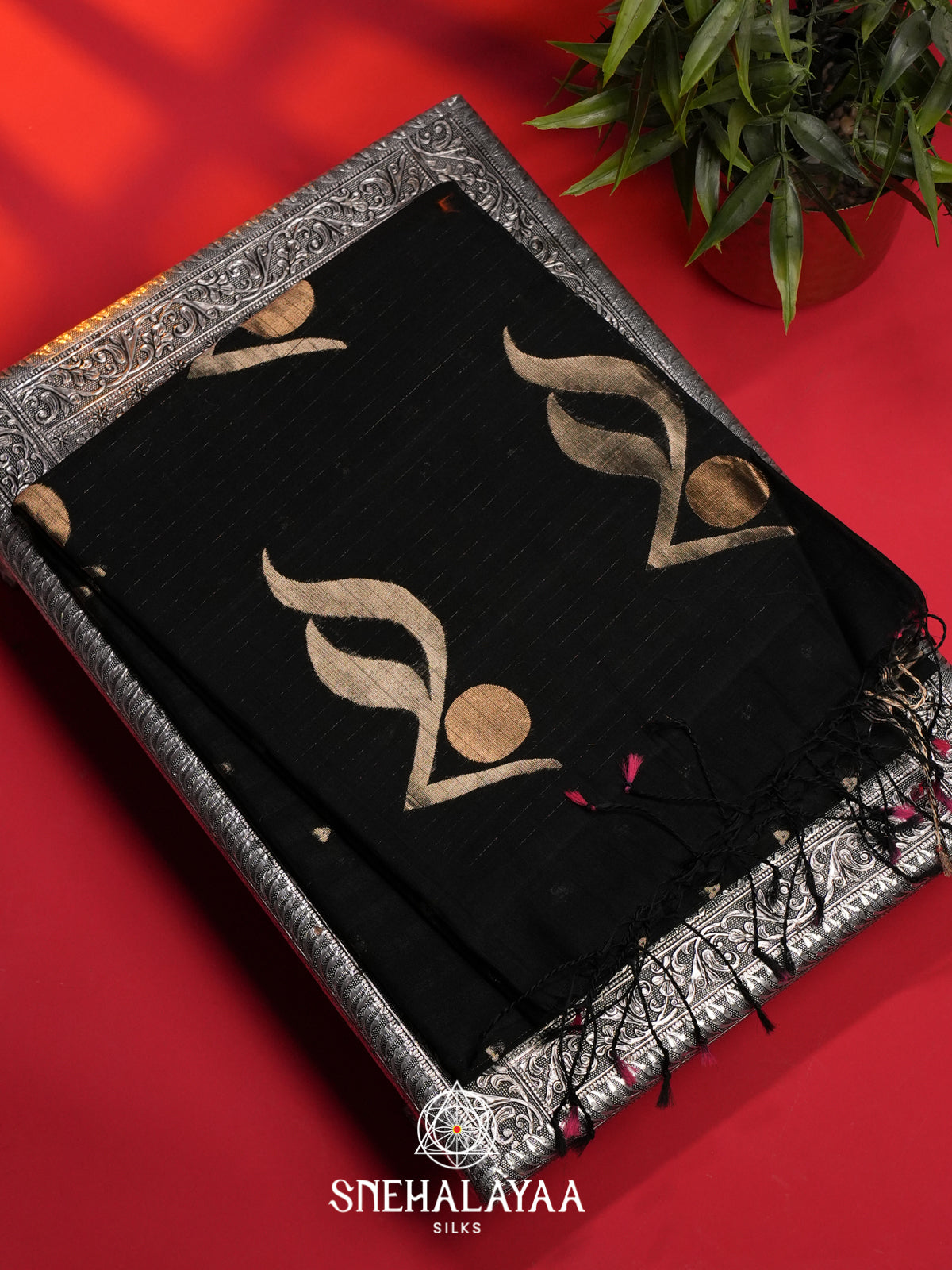 Black Kora Silk Cotton Saree