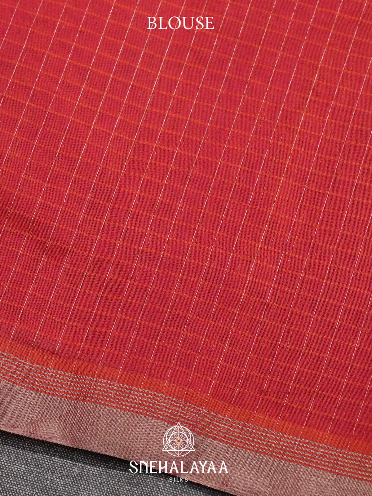 Vermilion Red Kora Silk Cotton Saree