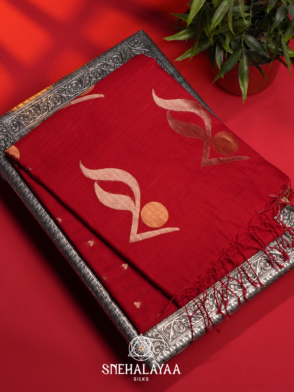Red Kora Silk Cotton Saree