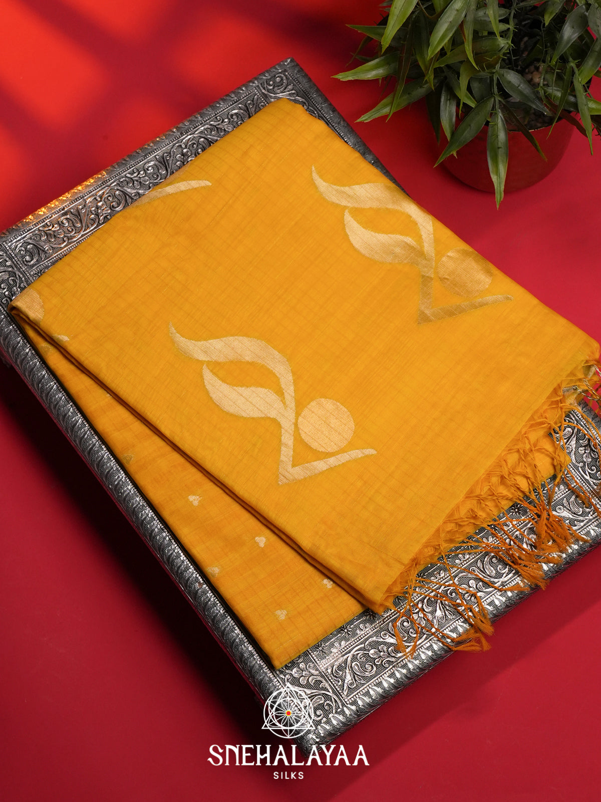Yellow Kora Silk Cotton Saree