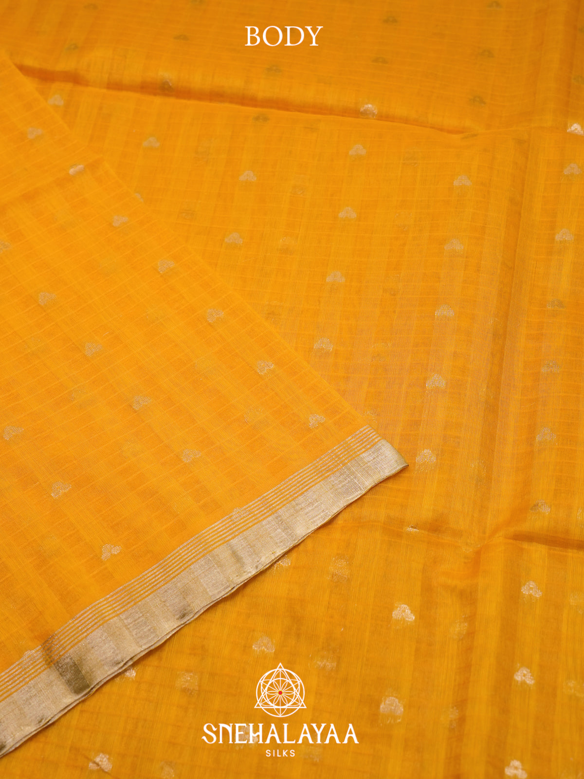 Yellow Kora Silk Cotton Saree