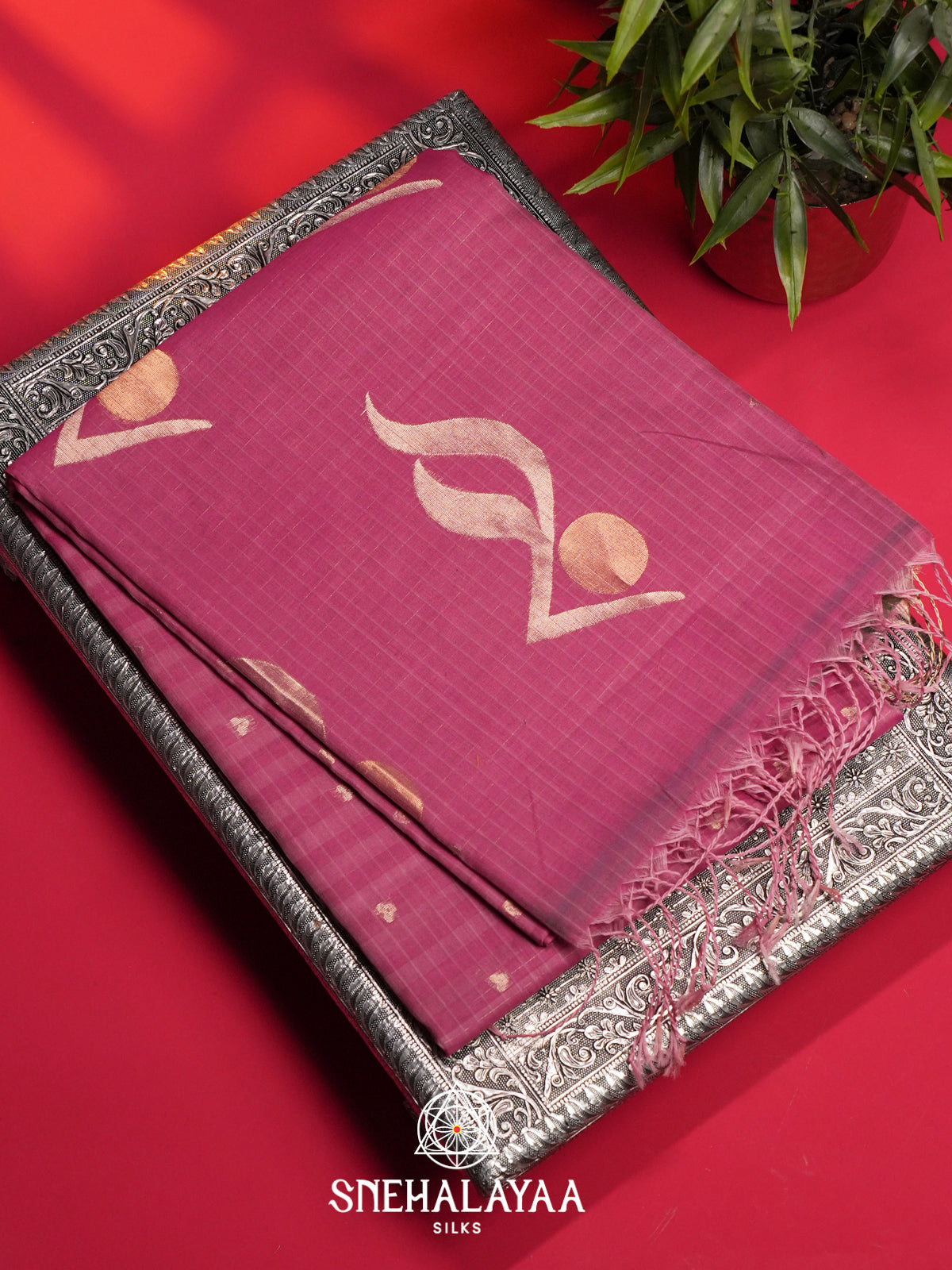 Pink Kora Silk Cotton Saree