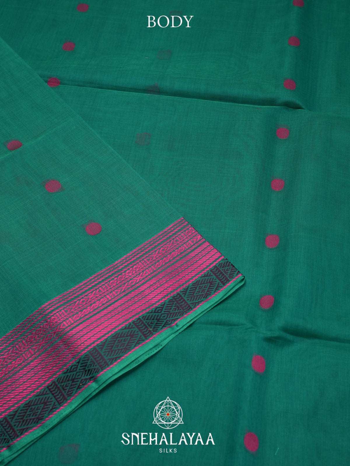 Teal Green Kora Silk Cotton Saree