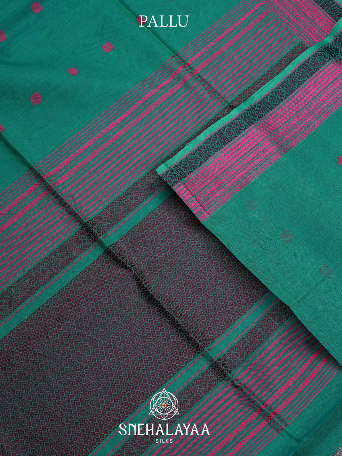 Teal Green Kora Silk Cotton Saree