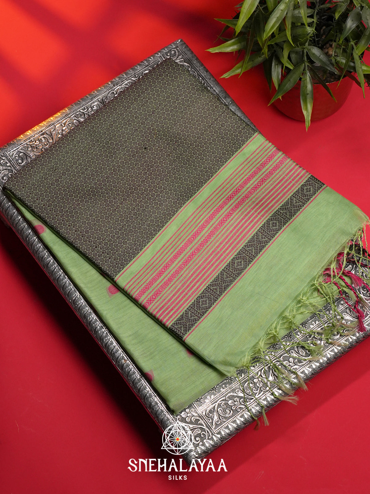 Mint Green Kora Silk Cotton Saree