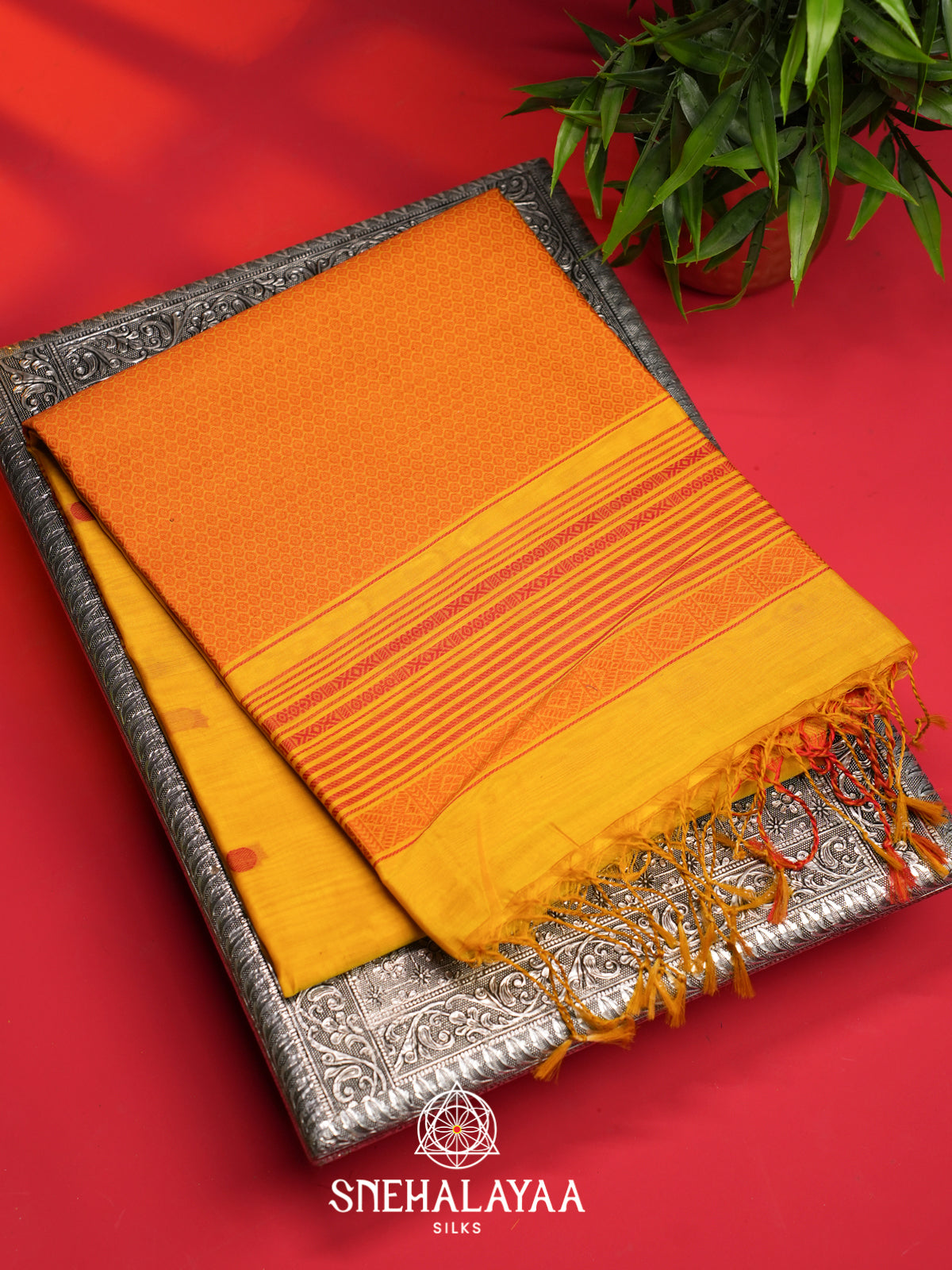 Yellow Kora Silk Cotton Saree