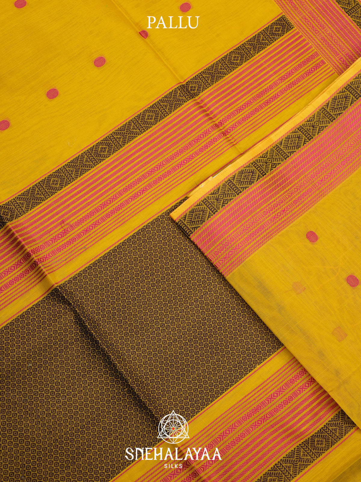 Golden Yellow Kora Silk Cotton Saree