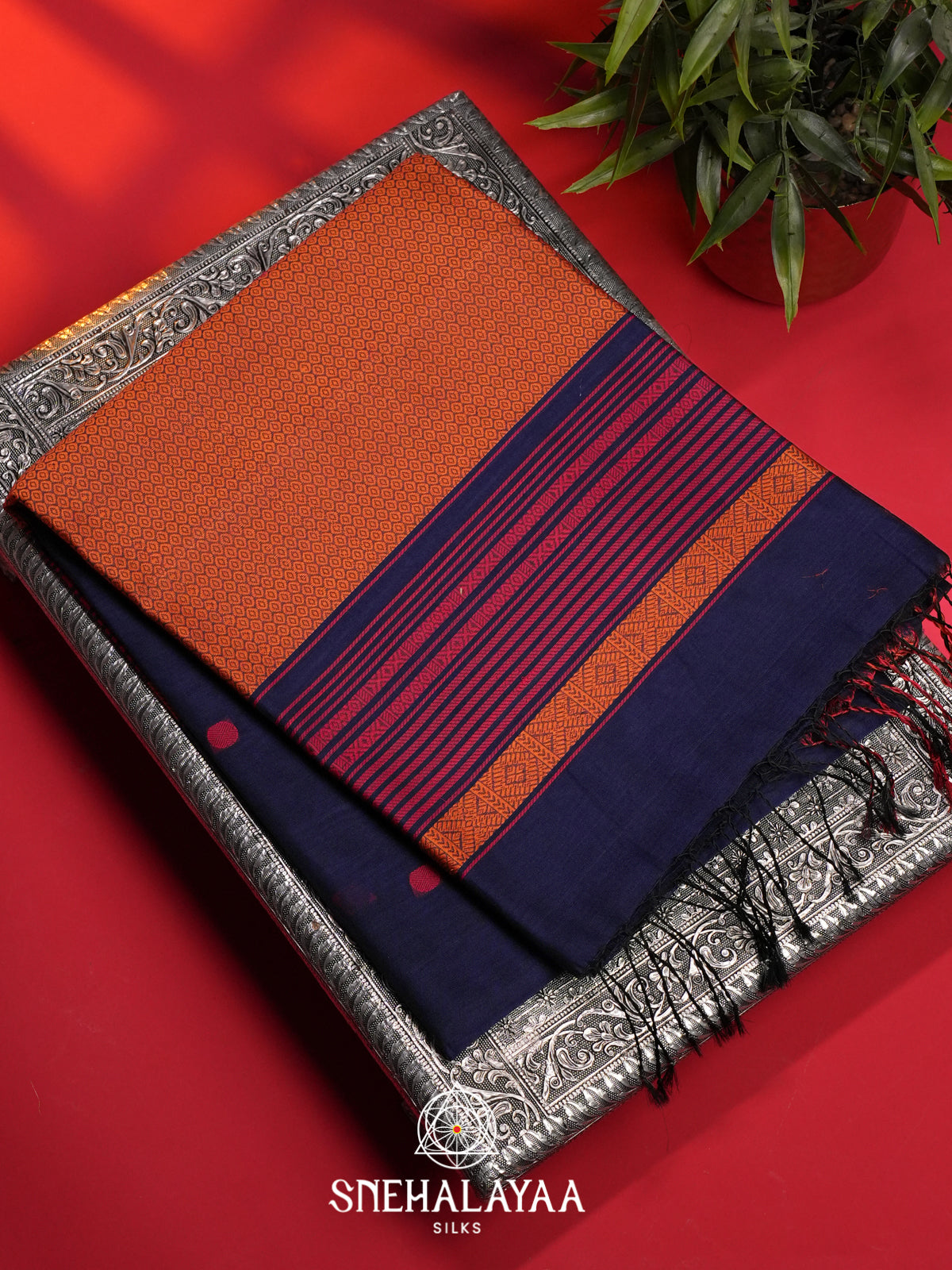 Blue Kora Silk Cotton Saree