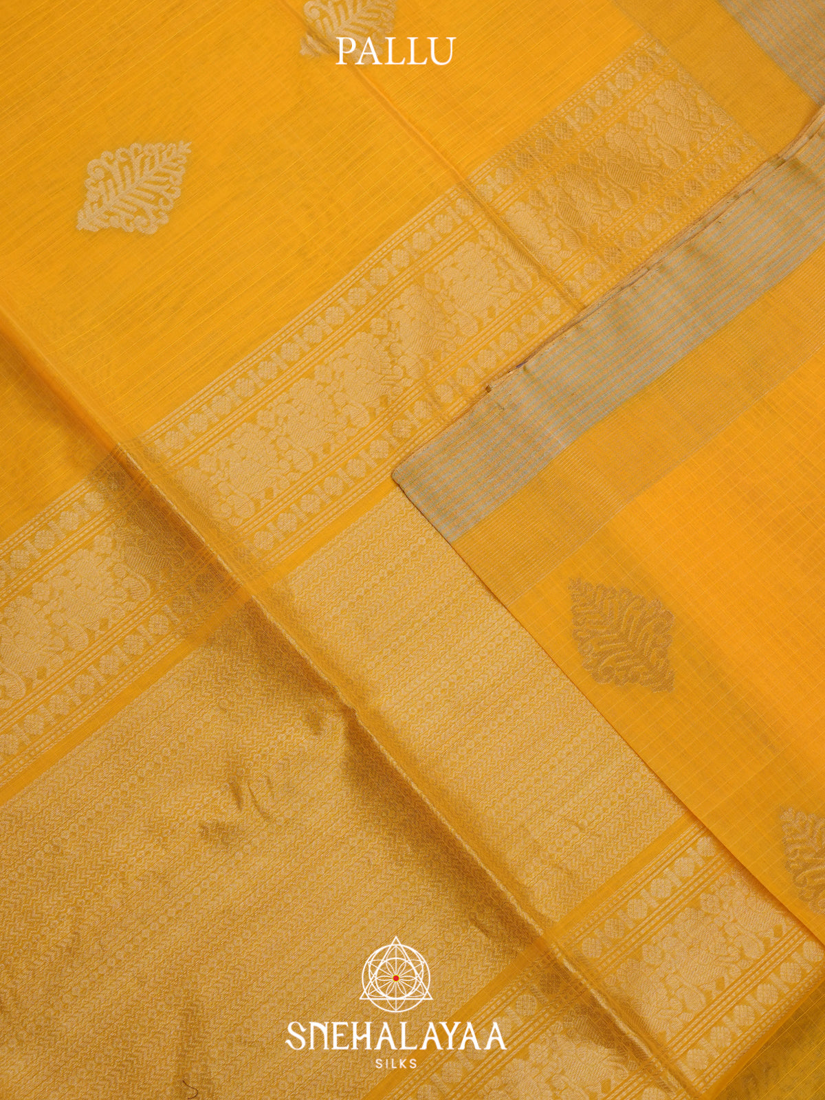 Yellow Kora Silk Cotton Saree
