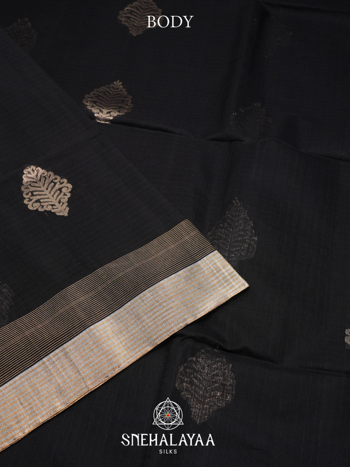 Black Kora Silk Cotton Saree